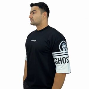 Ghosted Oversized Tee With Striking Back Logo (Black)
