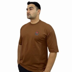 Ghosted Oversized Tee With Striking Back Logo (Brown)