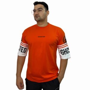 Ghosted Oversized Tee With Striking Back Logo (Orange)