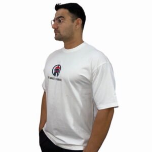 Ghosted Oversized Tee With Striking Back Logo (White)